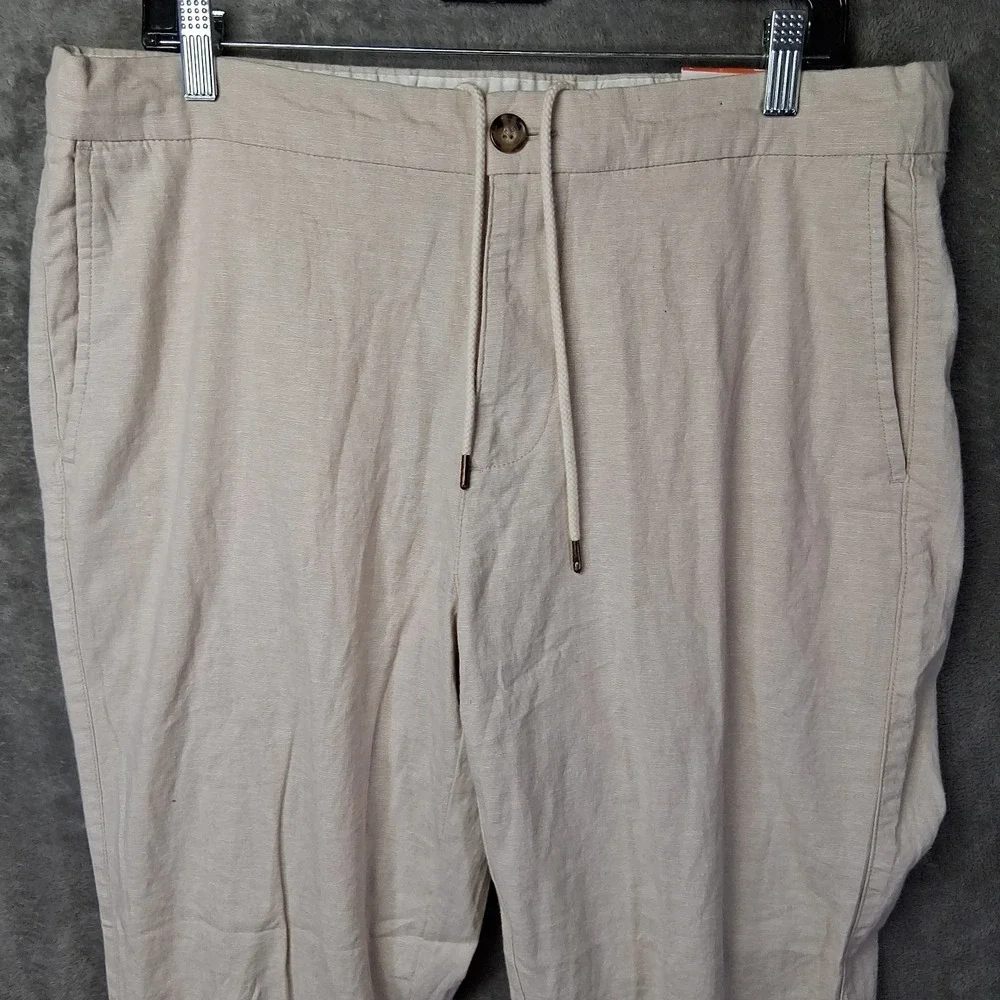 New Old Navy Men's Large Slim Built-In Flex Linen-Blend Pants Beige 36x30